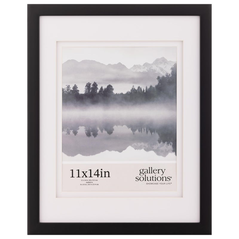 Gallery Solutions - 11"x14" - Black Frame - Double White Mat - Wall/Tabletop Display - Perfect Fit for 8"x10" Photos - Versatile Mounting Options - Rectangular Tabletop - Poster Frame - Image 1